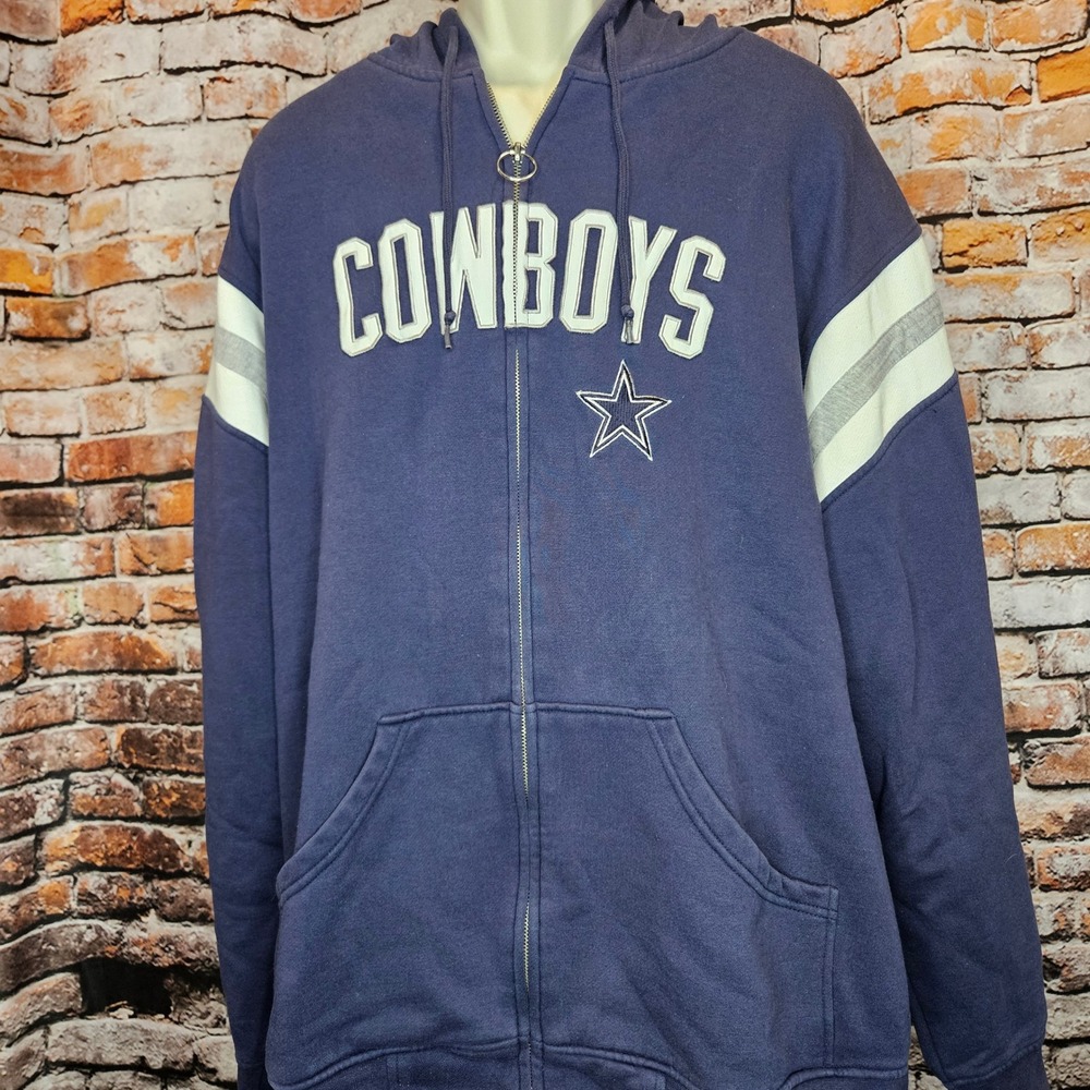 Vintage Reebok Dallas Cowboys Full Zip Hoodie Mens XL Navy Blue 8186A 06